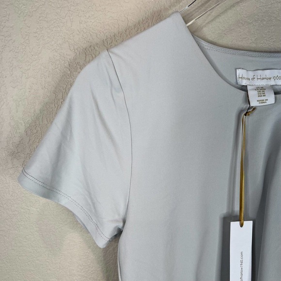 House of Harlow Women's Cropped T-Shirt Short Sleeve Crewneck Gray Size M - Picture 2 of 12